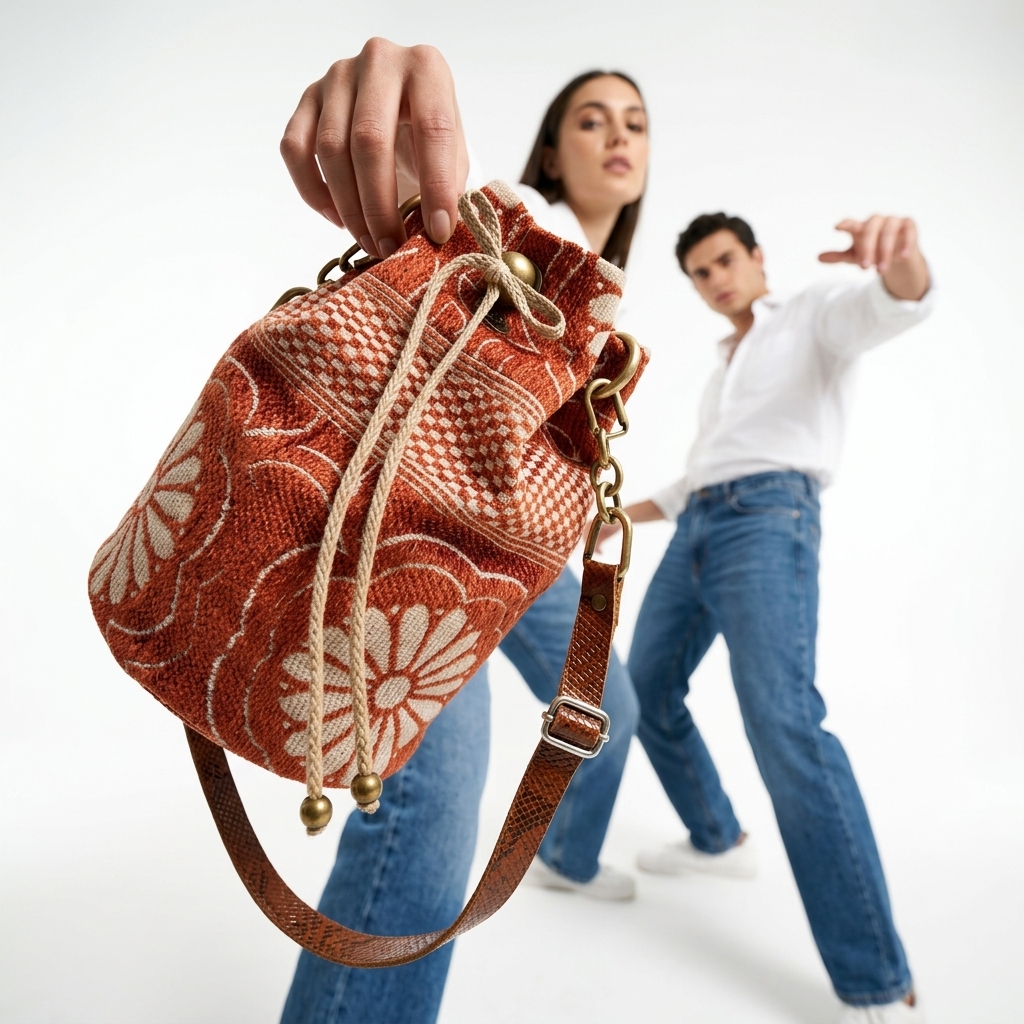 Bolsa Bucket — peça em uso